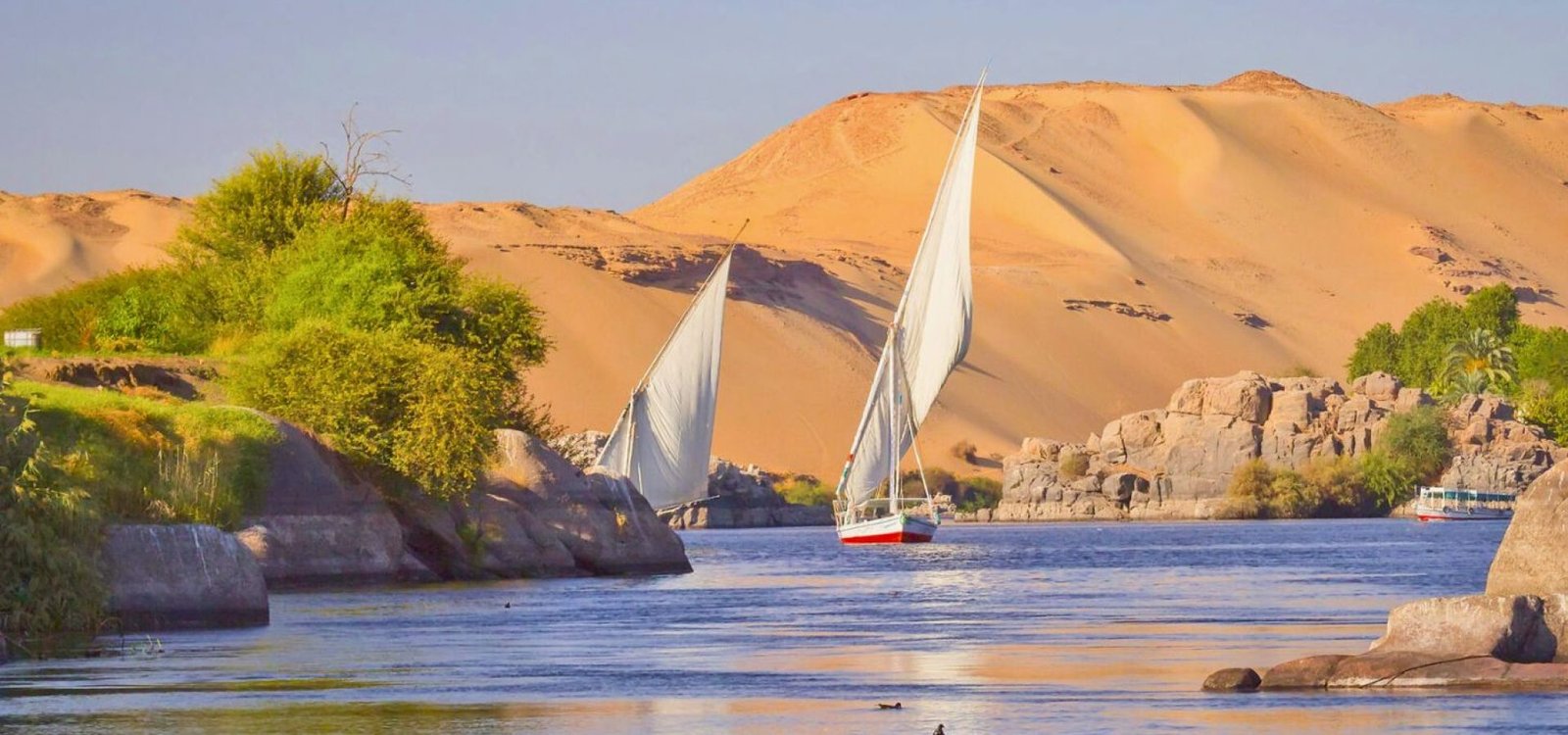 traditional felucca sailing nile river in egyp